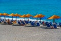 Agia Roumeli, Greece, August 22, 2022: Summer day at a beach at