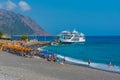 Agia Roumeli, Greece, August 22, 2022: Summer day at a beach at