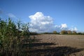 An agicultural field after harvest during autumn time Royalty Free Stock Photo