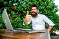 Agile business. Business success. office worker. Successful businessman. perfect deal. happy man working on laptop Royalty Free Stock Photo