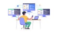 Agile Developer Coding on Connected Displays, vector design Generative AI Royalty Free Stock Photo