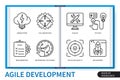 Agile development infographics linear elements set