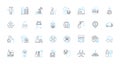 Agile development linear icons set. Iterative, Scrum , Sprint, Collaboration, Flexibility, Continuous, Feedback line Royalty Free Stock Photo
