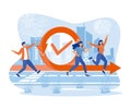 Agile development process with running IT developers team. Software development team and agile lifecycle process sprint.