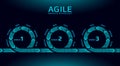 Agile development project lifecycle. Test system strategy concept. Circle arrow symbol low poly flexible planing. Vector