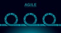 Agile development project lifecycle. Test system strategy concept. Circle arrow symbol low poly flexible planing. Vector