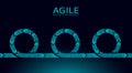 Agile development project lifecycle. Test system strategy concept. Circle arrow symbol low poly flexible planing. Vector