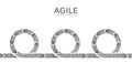 Agile development project lifecycle. Test system strategy concept. Circle arrow symbol low poly flexible planing. Vector