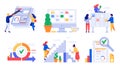 Agile development. Scrum board sprints, kanban management team tasks and business agility work strategy vector illustration set Royalty Free Stock Photo