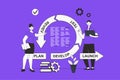 Agile development web concept with character scene in flat design.