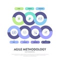 Agile lifecycle methodology infographic is a processes to create and respond to change. Life cycle of product development and
