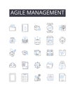 Agile management line icons collection. Lean leadership, Dynamic planning, Adaptive strategy, Proactive approach