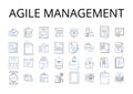 Agile management line icons collection. Lean leadership, Dynamic planning, Adaptive strategy, Proactive approach