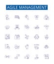 Agile management line icons signs set. Design collection of Agile, Management, Scrum, Sprint, Kanban, Planning