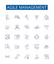 Agile management line icons signs set. Design collection of Agile, Management, Scrum, Sprint, Kanban, Planning