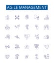 Agile management line icons signs set. Design collection of Agile, Management, Scrum, Sprint, Kanban, Planning