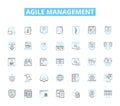 Agile management linear icons set. Iterative, Collaboration, Flexibility, Scrum, Lean, Kanban, Sprint line vector and