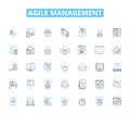 Agile management linear icons set. Iterative, Collaboration, Flexibility, Scrum, Lean, Kanban, Sprint line vector and