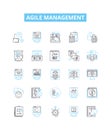 Agile management vector line icons set. Agile, Management, Process, Product, Development, Scrum, Team illustration