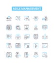 Agile management vector line icons set. Agile, Management, Process, Product, Development, Scrum, Team illustration