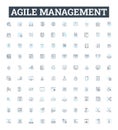 Agile management vector line icons set. Agile, Management, Process, Product, Development, Scrum, Team illustration