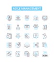 Agile management vector line icons set. Agile, Management, Process, Product, Development, Scrum, Team illustration