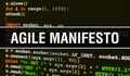 Agile Manifesto with Digital java code text. Agile Manifesto and Computer software coding vector concept. Programming coding Royalty Free Stock Photo