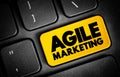 Agile Marketing text button on keyboard, concept background