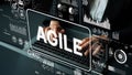 Agile Methodology for Project Management Illustrated with Digital Graphics and Data Visualization on Laptop Screen Royalty Free Stock Photo