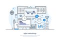 Agile methodology, project management and software development web banner. Agile scrum lifecycle process, requirement, development Royalty Free Stock Photo