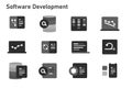 agile methodology software development icon set collection of code programming using sprint kanban board and burn down Royalty Free Stock Photo