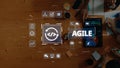 Agile Methodology in Software Development with Team Collaboration, Data Visualization, and Innovative Strategies on a Royalty Free Stock Photo