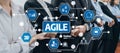 Agile Methodology Visual Representation with Diverse Professionals Collaborating in Business Environment, Featuring Royalty Free Stock Photo
