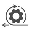 Agile process line icon. Gear arrow circle cycle. Vector illustration