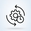 Agile process line icon. Gear and arrow. Linear vector illustration