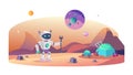 Agile robot exploring Mars-like terrain with a rover, vector design Generative AI Royalty Free Stock Photo