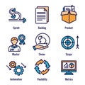 Agile Scrum Process, development w icon set