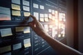 Agile software development or project management using kanban or scrum methodology boards. Process, workflow, visual organisation