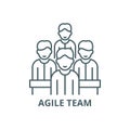 Agile team line icon, vector. Agile team outline sign, concept symbol, flat illustration