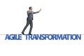 The agile transformation concept with businessman walking on tight rope Royalty Free Stock Photo