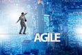 The agile transformation concept with businessman walking on tight rope Royalty Free Stock Photo