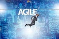 The agile transformation concept with businessman walking on tight rope Royalty Free Stock Photo