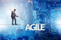 The agile transformation concept with businessman walking on tight rope Royalty Free Stock Photo