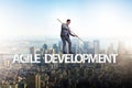 The agile transformation concept with businessman walking on tight rope Royalty Free Stock Photo