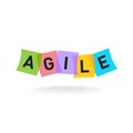 Agile word logo. Agile letters with color office stickers.
