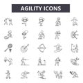 Agility line icons. Editable stroke signs. Concept icons: agile, development, scrum, strategy, methodology, software etc