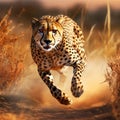 the agility and speed of a cheetah in full sprint by AI generated