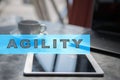 Agility text on virtual screen. Business technology and internet concept. Royalty Free Stock Photo