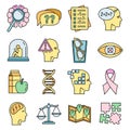 Aging alzheimer disease icons set vector color