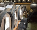 Aging barrels for production of Denomination of Controlled Origin balsamic vinegar at Acetaia Dei Bago in Modena, Italy. Royalty Free Stock Photo